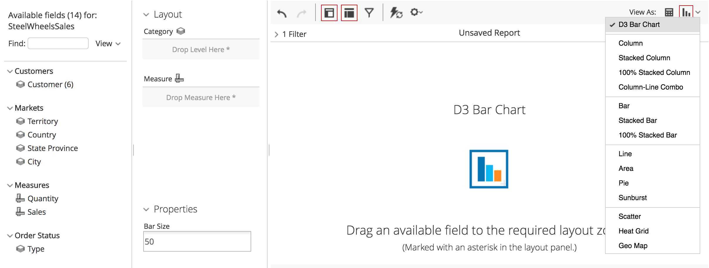 Bar/D3 in Analyzer - Menu and Placeholder